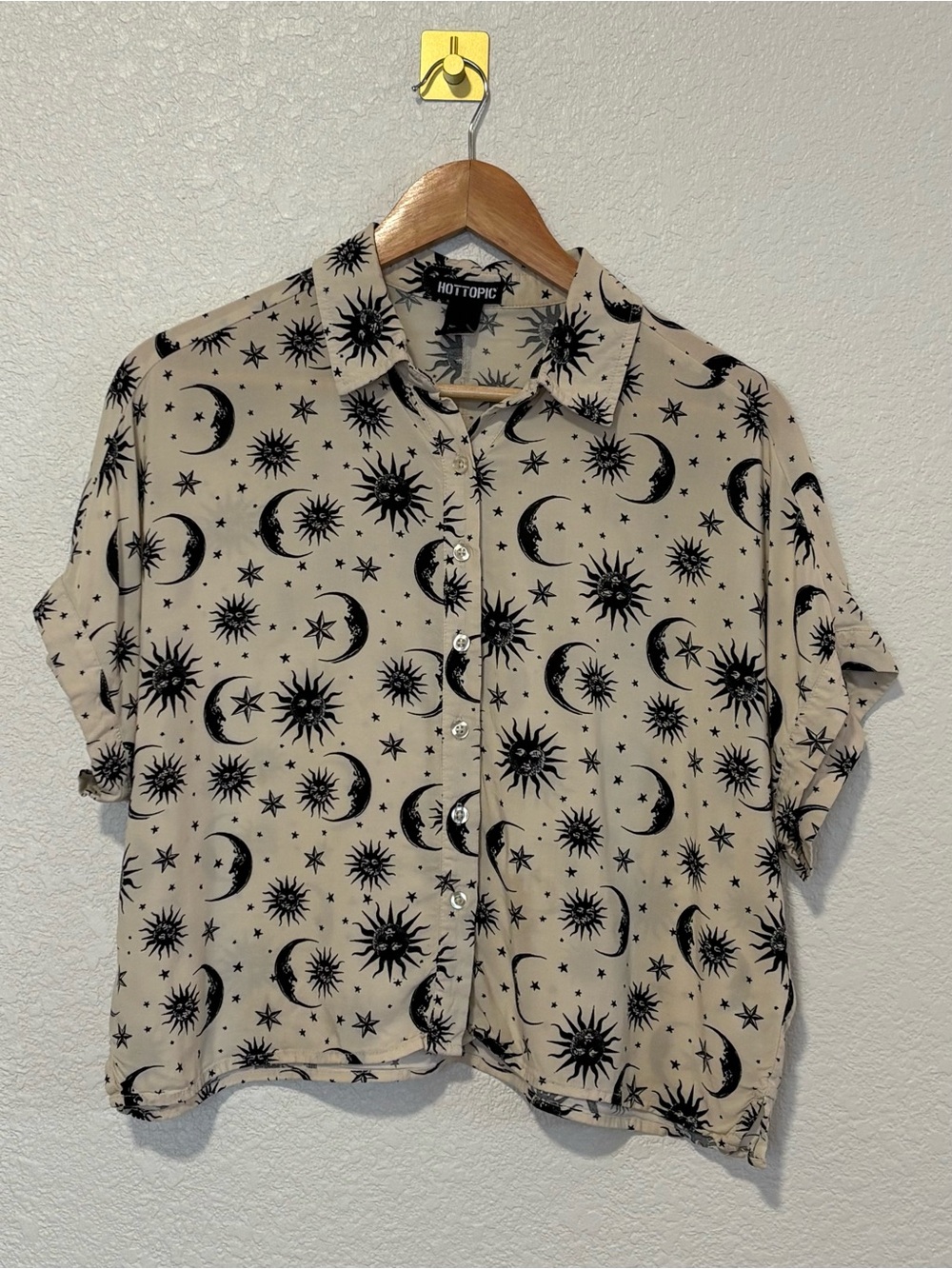 Hot Topic Celestial Sun Moon Crop Button Up Shirt Small Witchy Goth